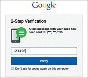 Fig. 11.2: Step 1 in two-step verification for a Google account (Credit: Google/Gmail)