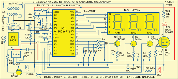 Fig. 1: Circuit of the LED stroboscope