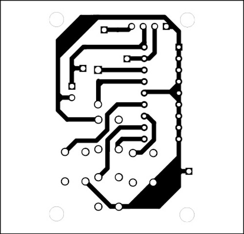 Fig. 4: Actual-size, single-side PCB for the remote