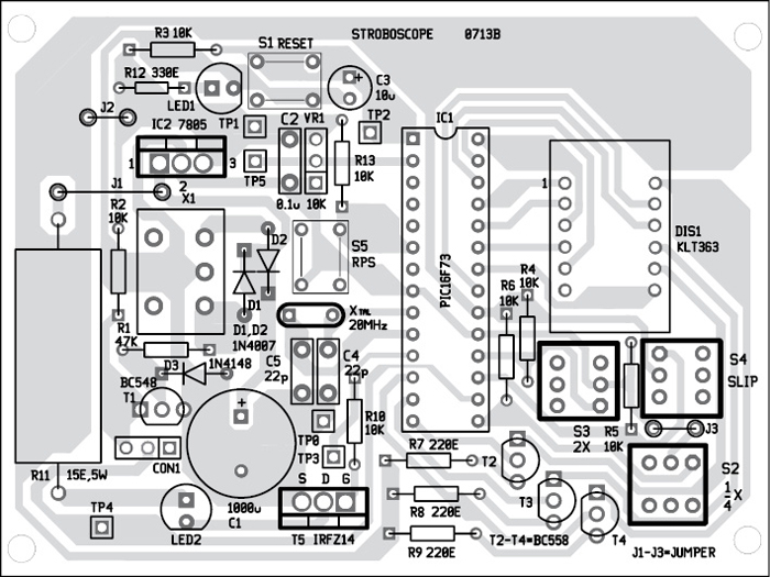 Fig. 3: Component layout for the PCB