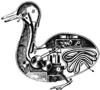 Vaucanson’s digesting duck developed in 1739