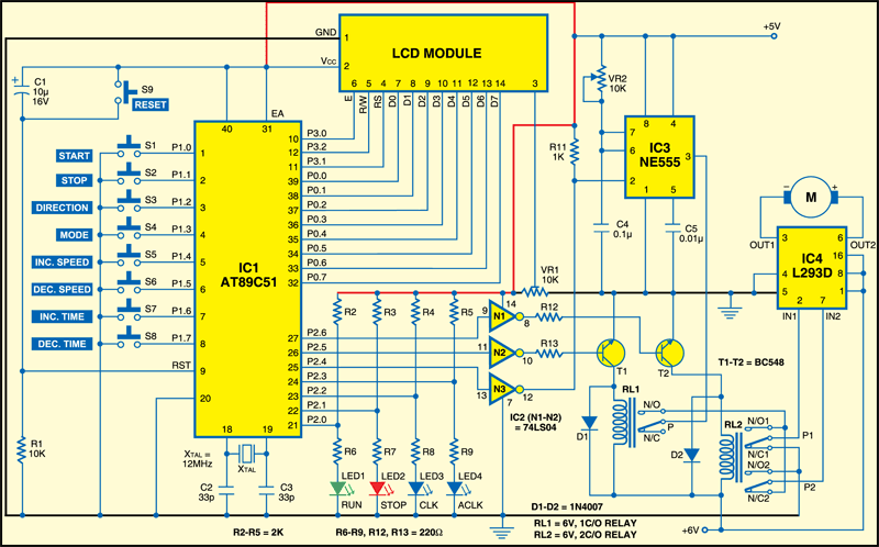 Circuit of the microcontroller-based DC motor controller