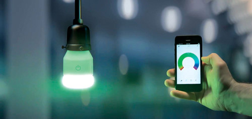 The brightness levels of a light bulb can be adjusted using an app on your mobile phone
