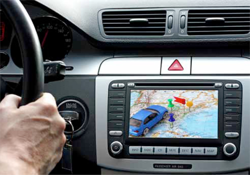 Car dashboard with gps panel