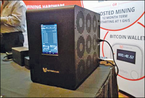 Fig. 2: A bitcoin mining hardware set-up that uses custom chips known as ASICs to focus their processing power on bitcoin algorithms (Source: www.datacenterknowledge.com)