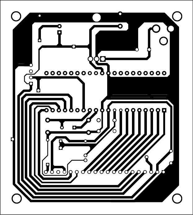 Fig. 3: An actual-size, single-side PCB layout for the GPS navigator
