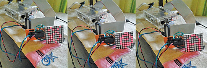 Fig. 8: Multiplexing with GPIOs using 8x8 dot-matrix display | Interfacing Dot Matrix LED With Raspberry Pi