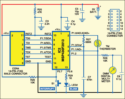 Fig.10: Circuit of blinking LED cum digital thermometer