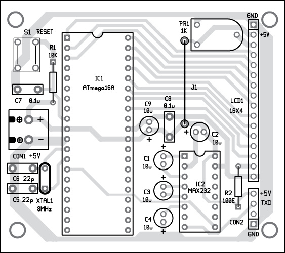 Fig. 5: Component layout of the PCB