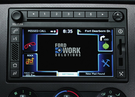 In-dash computing device with internet connectivity via embedded 3G modem, hands-free phone functionality, Garmin navigation and mobile office productivity applications in truck cabin (Courtesy: www.fordworksolutions.com)