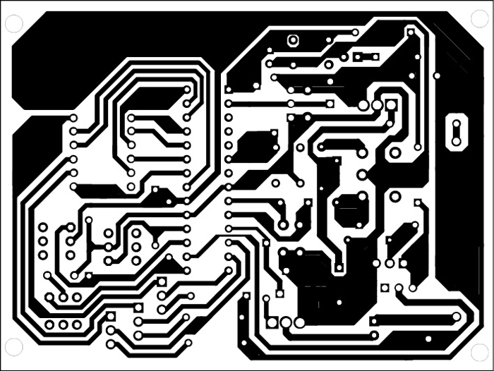 Fig. 2: An actual-size, single-side PCB for the LED stroboscope