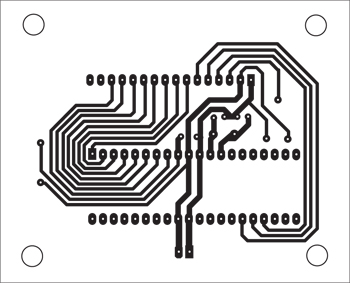 Fig. 9: Actual-size, single-side PCB layout for message display on LCD