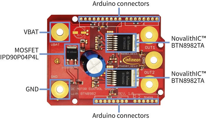 Figure 7: DC Motor Control Shield with BTN8982TA for Arduino