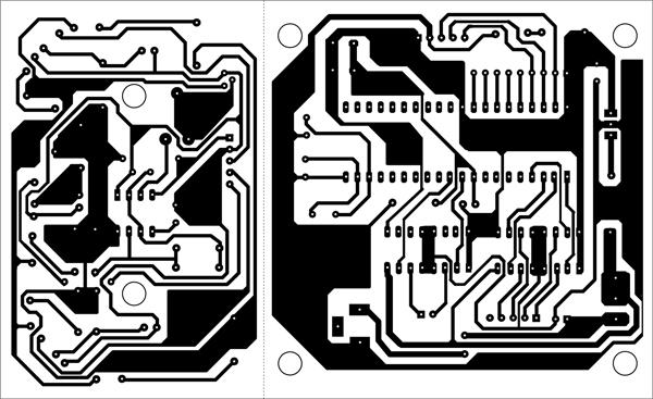 Fig. 4: A single-side, actual-size PCB layout for the AT89C52-based robocar