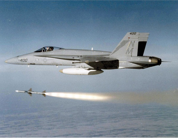 Fig. 5: AIM-7 sparrow being launched from F-18A Hornet