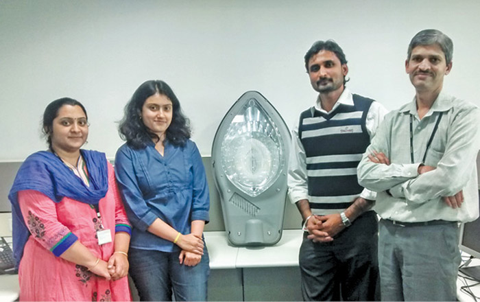 The team from Bosch (L to R) Triveni Prabhu, project technical manager for IoT solutions; Meghana Neelakanta, specialist in IoT solutions; Prasanna Kumar, energy domain expert; and Ravichandra Bhat, group manager, with their innovation