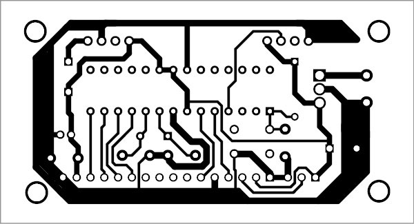 Fig. 6: Actual-size PCB pattern of the receiver unit