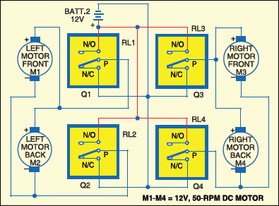 Fig.5: Relay connections to motors