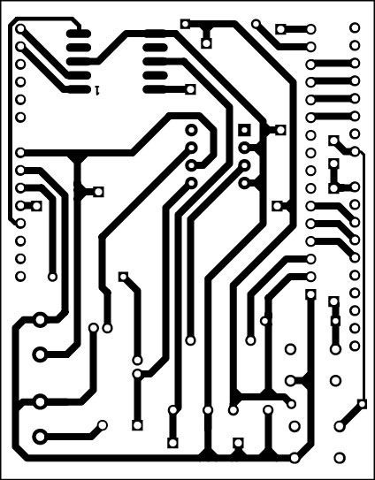 Fig. 5: Actual-size PCB layout for the Arduino FM receiver