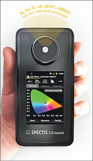 Fig. 3: GL Optic’s GL SPECTIS 1.0, a handheld, Android based, smart spectrometer