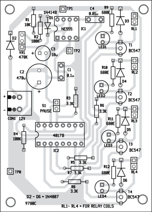 Fig. 3: Component layout of the PCB