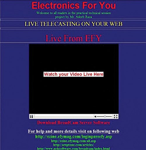 Fig. 9: Live telecasting on Web server