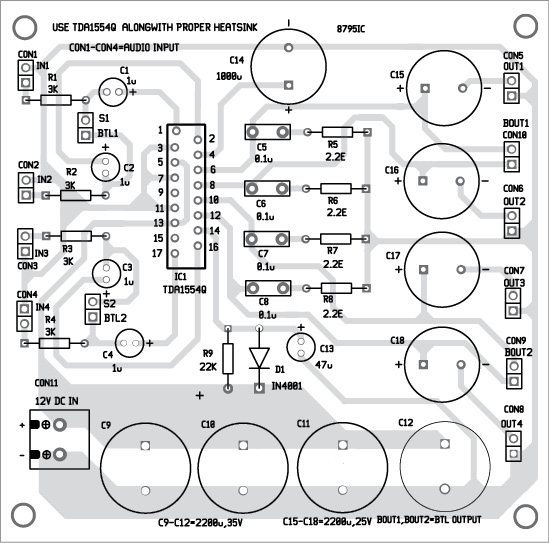 4 Channel Power Amplifier Circuit Diagram