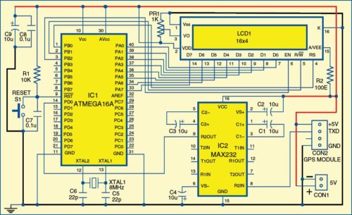 ATmega16A Based GPS Receiver Circuit