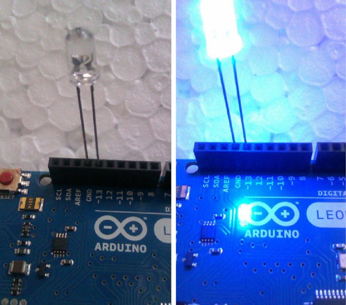 Fig. 1: The Arduino LED shown blinking