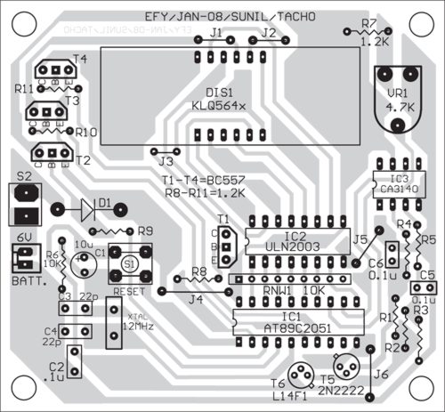 Component layout for the PCB for tachometer