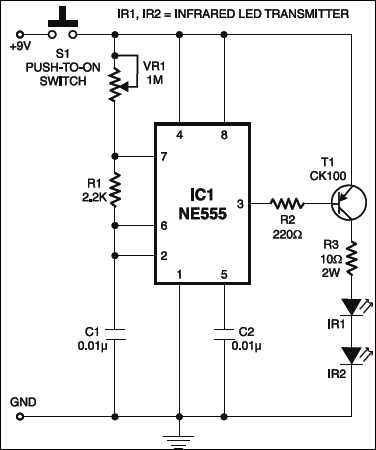 Infrared Remote Controlled Timer: IR transmitter section