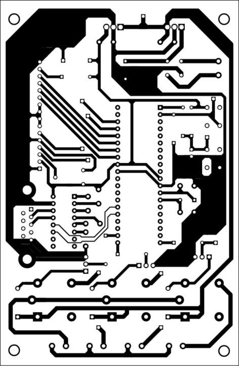 Fig. 8: An actual-size, single-side PCB layout of the circuit