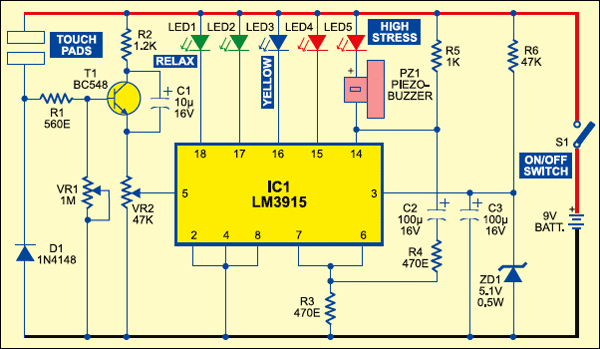 Fig. 1: Circuit of the stress meter