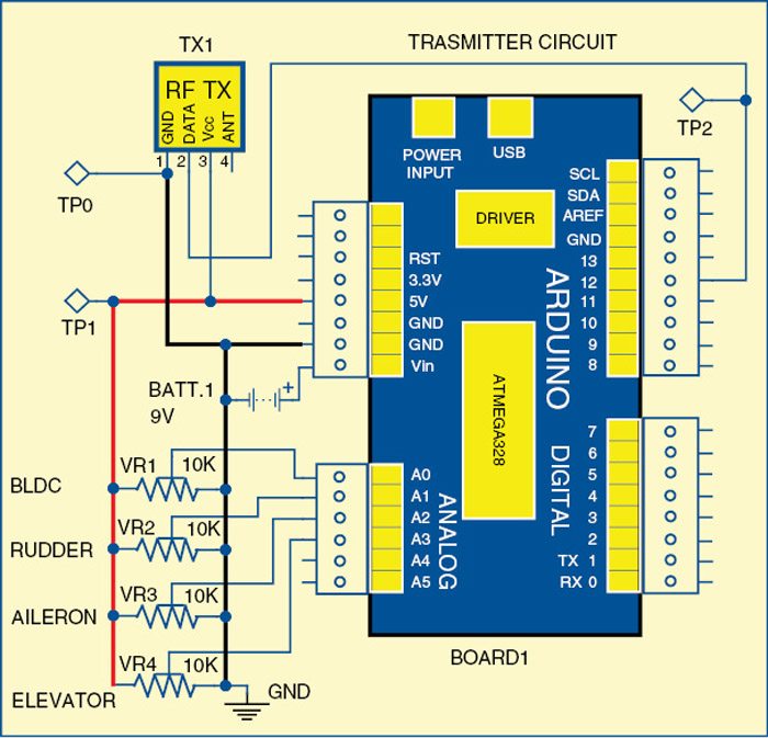 Fig. 1: Circuit of the RF controlled aircraft (transmitter’s side)