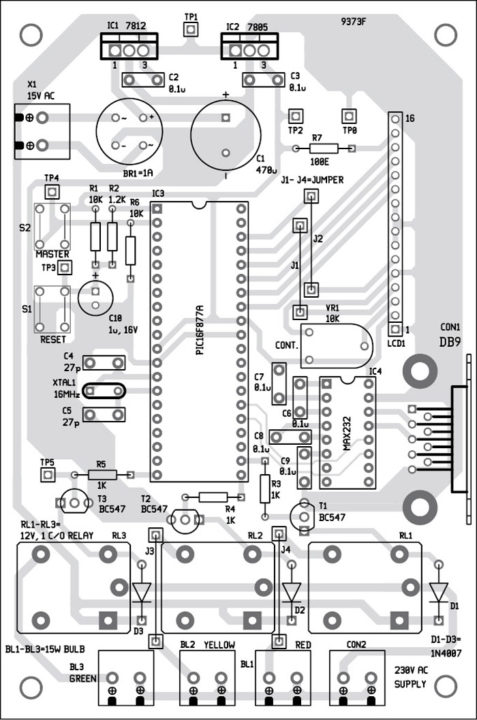 Fig. 9: Component layout for the PCB