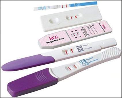 Pregnancy test that detects hCG protein in urine