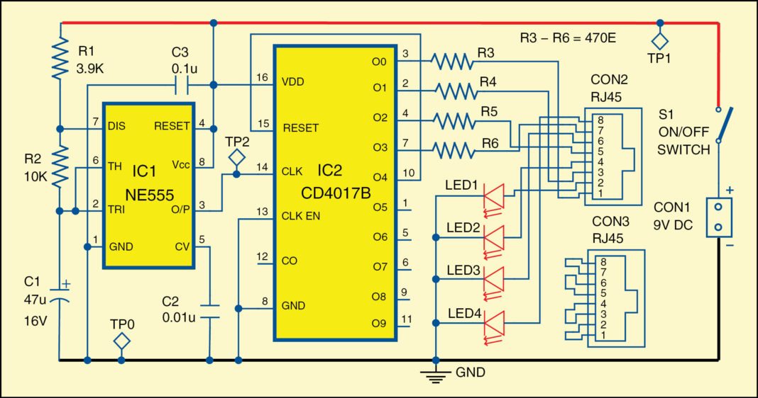 RJ45 Cable Tester Detailed Circuit Diagram Available