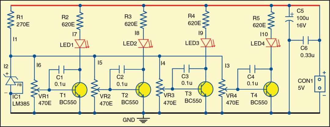 Fig. 1: Circuit diagram of the visual thermometer