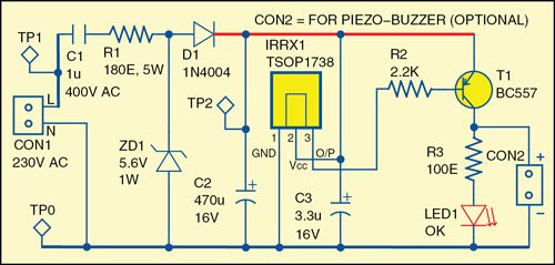 Fig. 1: Circuit diagram of the remote control tester