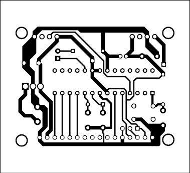 Fig. 5: Actual-size PCB pattern of the receiver unit