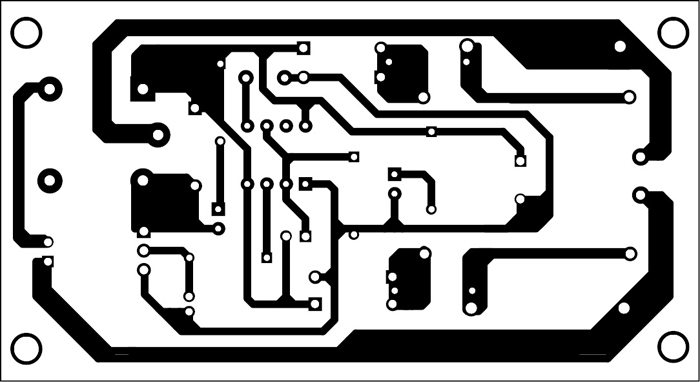 Fig. 3: Actual-size PCB layout of an automatic evening lamp