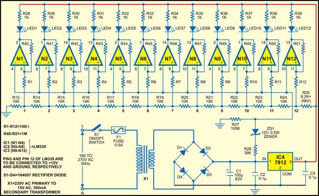 AC mains voltage indicator circuit