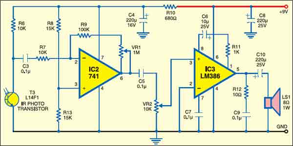 Fig. 2: IR audio receiver circuit