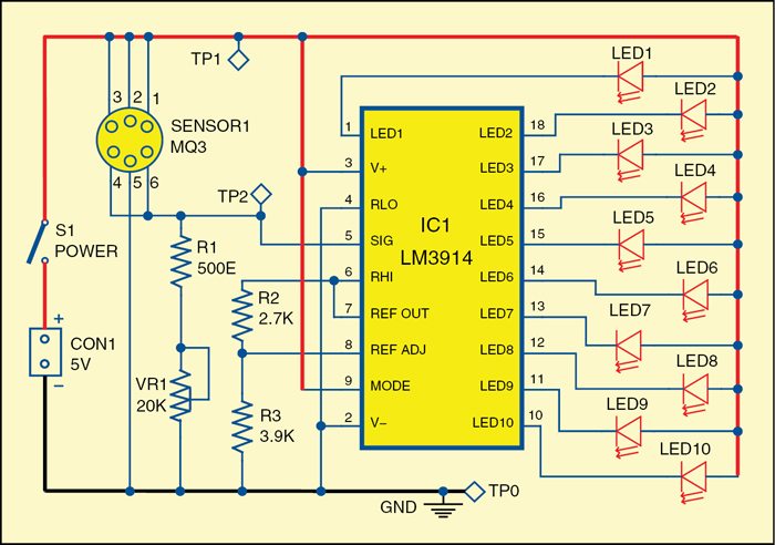 alcohol level tester circuit