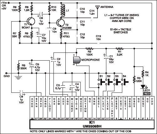 Fig. 2: Circuit diagram of intruder alert system