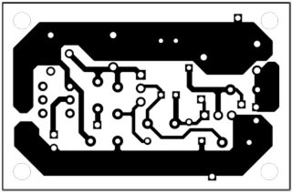 Fig. 3: An actual-size, single-side PCB for the wireless microphone