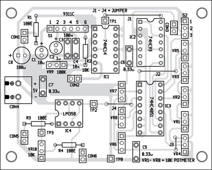 Fig. 4: Component layout of the PCB