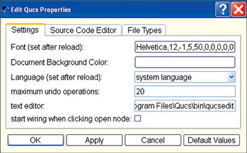 Fig. 2: The QUCS property editor window