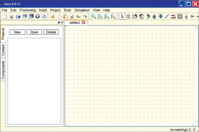 Fig. 1: The main window after opening QUCS