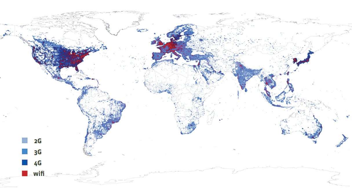 Fig. 1 Earth’s wireless coverage heat map--Courtesy Facebook